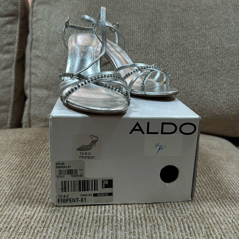 ALDO Fripent silver heels with jewels